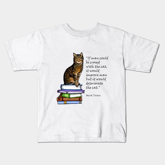 Mark Twain Cat Quote Kids T-Shirt by katydidkay